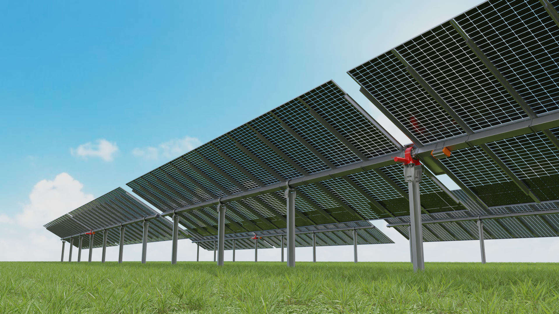 Soltec SF7 US solar tracker. Product rendering for promotion.